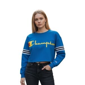 Champion Oversized Cropped Sweater Womens M Long Sleeve Athleisure Streetwear
